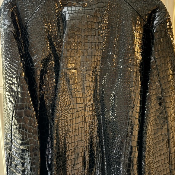 Berek Shiny Black Lamb Leather Croc-Embossed Jacket Size 3x - Picture 11 of 11